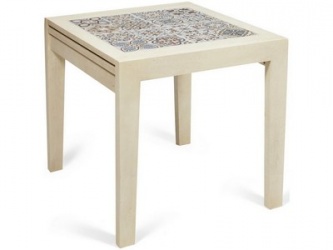 Стол кухонный с плиткой «Kasablanca дерево гевея/плитка, античный белый, рисунок - марокко»